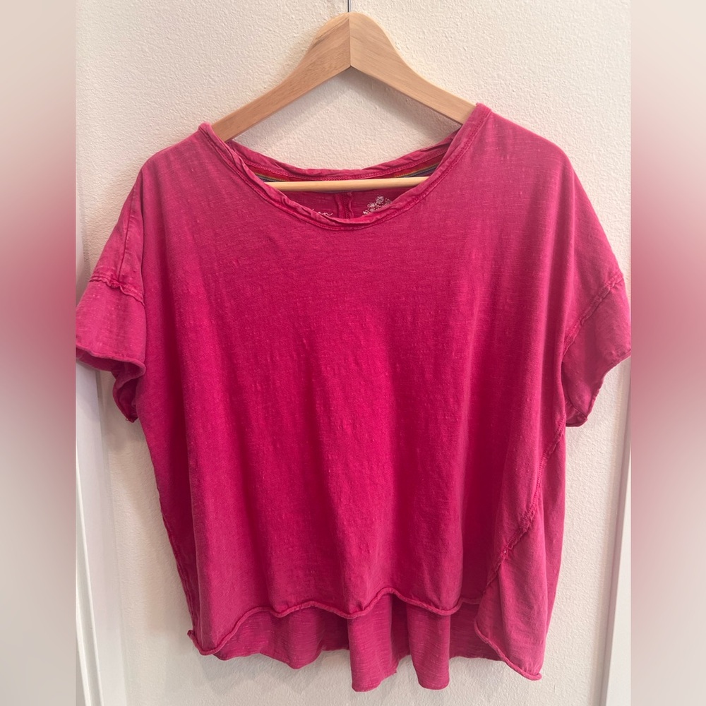 Pilcro (Anthropologie) Fuchsia Short Sleeve Tee large petite